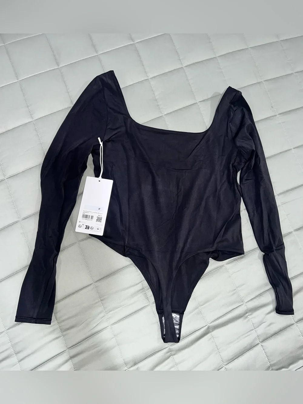 lululemon Wundermost Ultra-Soft Nulu Square-Neck Long-Sleeve Bodysuit in Black